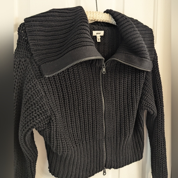 Aerie Full Zip Chunky Knit Cozy Cropped Sweater - Picture 2 of 6